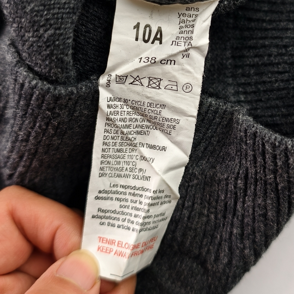 Kenzo Paris Charcoal Cashmere Blend Sweater Kid 10A / 140 Women XS/S - Picture 3 of 8